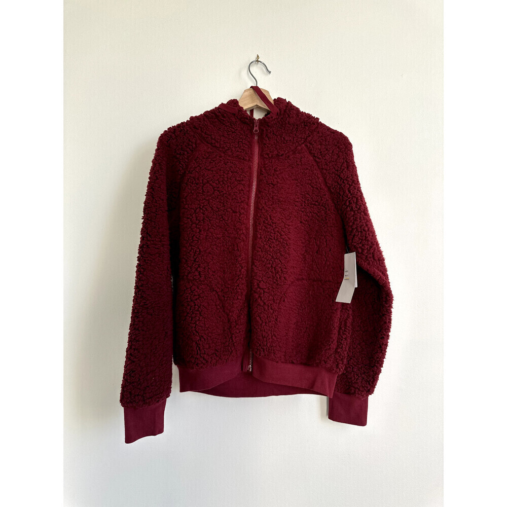 Z by ZELLA women's Lined Zip Hoodie, Faux Shearling size M in red